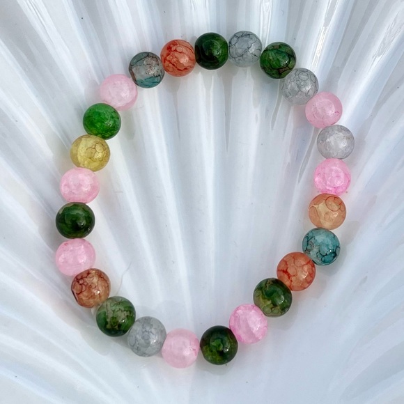 Gumball Crackle Glass Beaded Bracelets NWOT - Picture 3 of 4